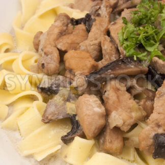 Geschnetzeltes in Bier-Rahm-Sauce mit Pasta Detail - Fotos-Schmiede