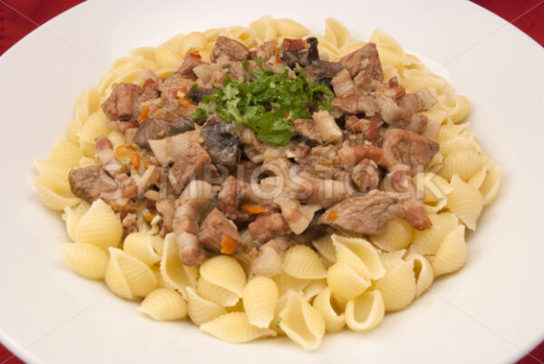 Ragout mit Obazter-Sauce und Pasta Aufsicht - Fotos-Schmiede