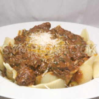 Pferdegulasch mit Conchiglioni Aufsicht - Fotos-Schmiede