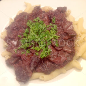 Pferdegulasch mit Riccioli Aufsicht - Fotos-Schmiede